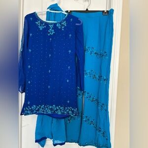 Blue / Teal Embroidered Indian suit
